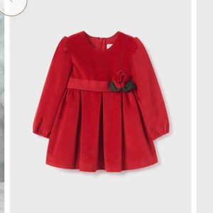 Abel and Lula red velvet flower dress